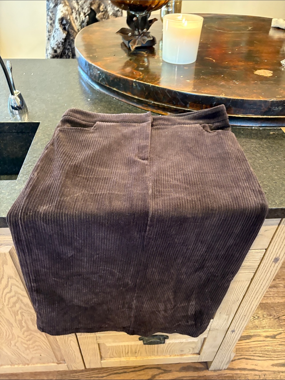 Lucy Paris Dark Brown Corduroy Pencil Skirt
